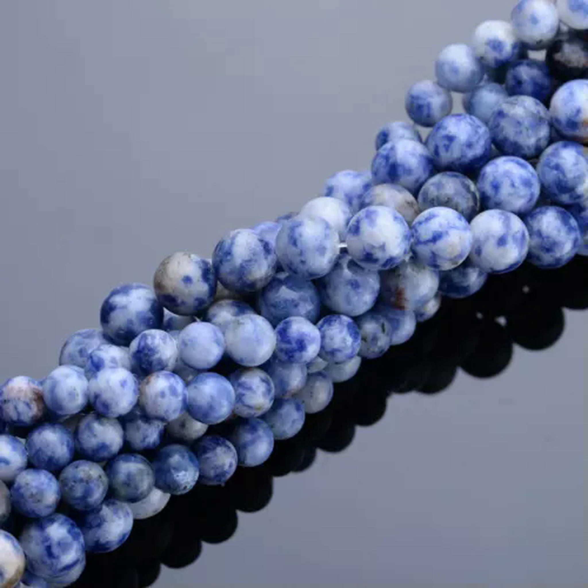 Asingeloo 90-Piece 4mm Natural Blue Spot Jasper Gemstone Round Beads - 15.5 Inch Strand For Jewelry Making & Healing Crystals