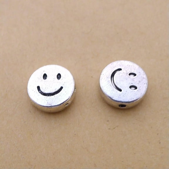 HOOUN 150 Pcs Tibetan Silver smiling face Spacer Beads 10x10MM Y11918 DIY Making