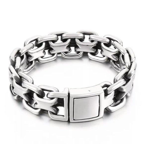 152g Weight Stainless Steel Interlocking Link Chain Pattern Bracelet 20mm 9.4''