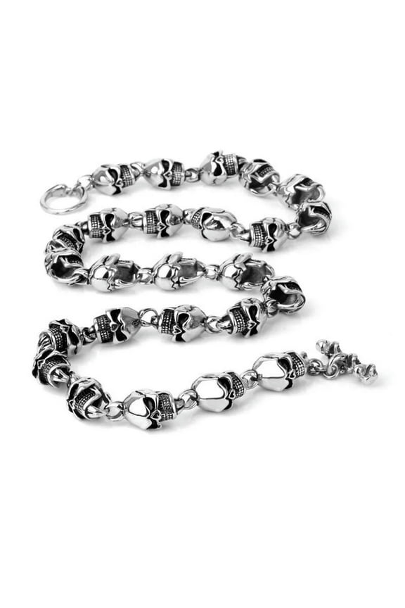 15mm 28'' Large Heavy Stainless Steel Gothic Skull Biker Chain Men's Necklace