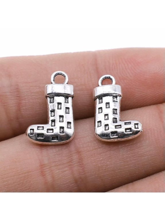 160 Pcs Antique Silver Christmas stocking Charms Pendant 16x10MM B14355