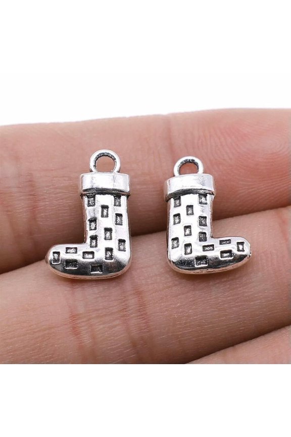 160 Pcs Antique Silver Christmas stocking Charms Pendant 16x10MM B14355