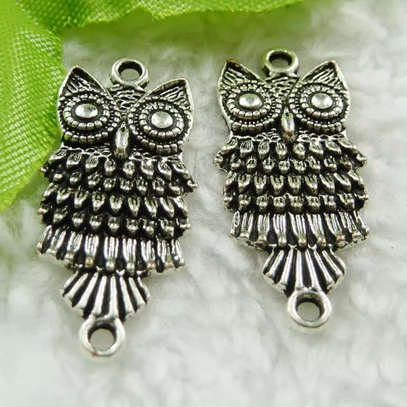 HOOUN 160 pcs tibet silver owl connectors 28x13mm B1476