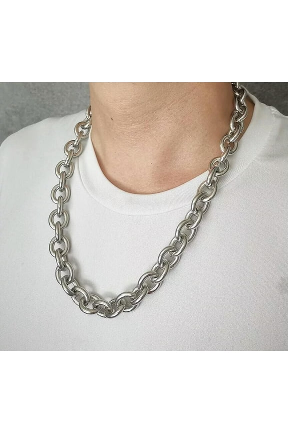 16mm 30'' Large Chunky Oval Link Chain Necklace For Men Stainless Steel Jewelry