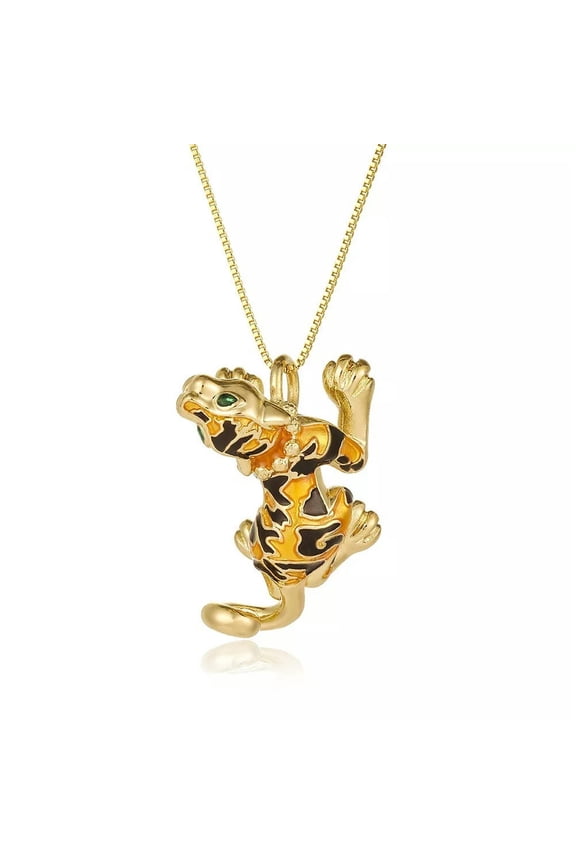 17.7'' Women's Brass Tiger Necklace with 14K Gold Plated Collarbone Chain Gift
