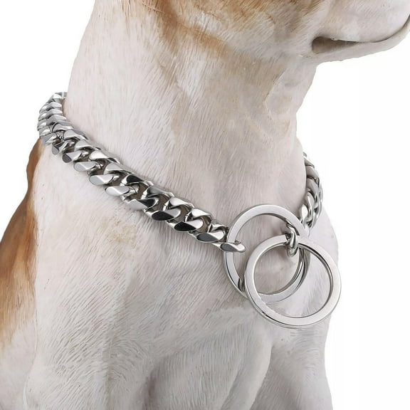 HOOUN 18 inch 13mm Pet Dog Choke Chain Choker Collar Stainless Steel Curb Chain Heavy