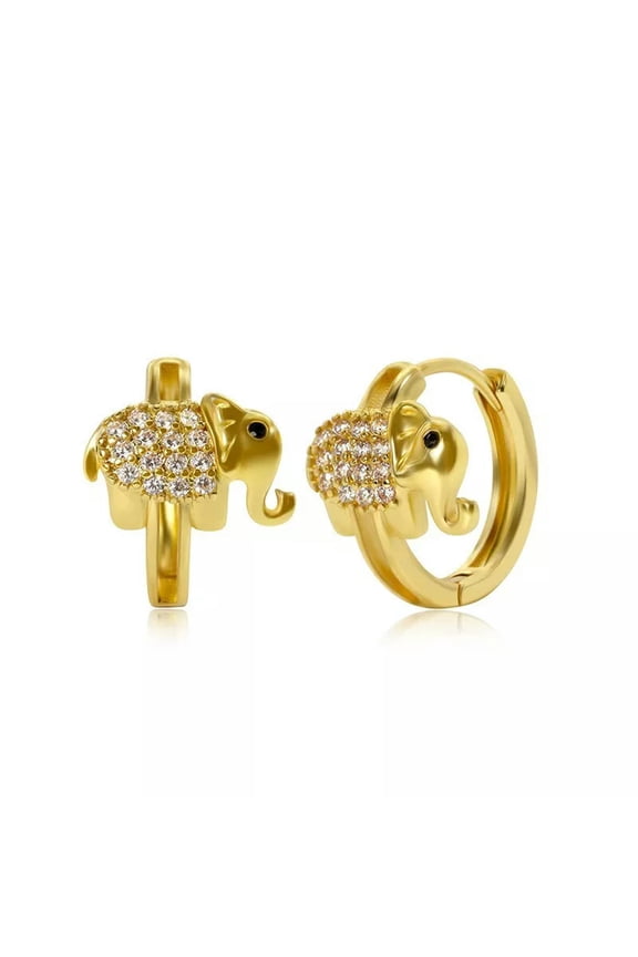 18K Gold Plated Small Elephant Earrings Lucky Stud Jewelry Earrings Wholesale
