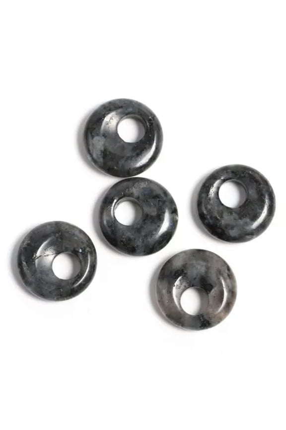 18mm Mini Gemstone Round Donut Ring Pendant Beads for Necklace Earring Jewelry-Only 1PC (Random Pick)-Larvikite Labradorite