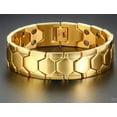 thumbnail image 1 of HOOUN 18mm Titanium Germanium Magnetic Energy Mens Bracelet Power Balance Gold Black-gold, 1 of 8