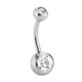 thumbnail image 1 of HOOUN 1PC Belly Bar Crystal Gem Navel Ring Surgical Steel Body Piercing Jewellery-Clear, 1 of 9
