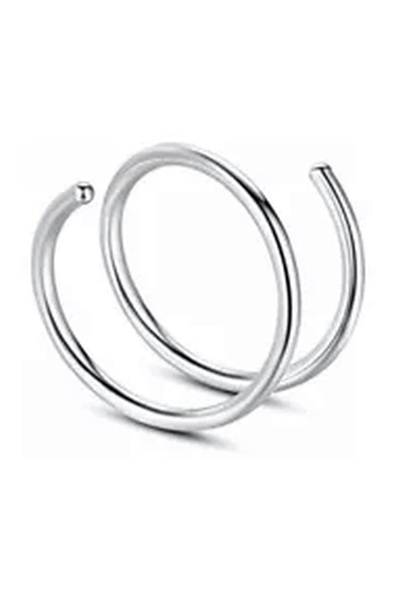 1PC Double Spiral Ring Stainless Tragus Ear Lip Silver Gold Nose Hoop Piercing -silver-0.8*10mm