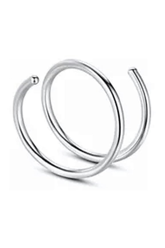 1PC Double Spiral Ring Stainless Tragus Ear Lip Silver Gold Nose Hoop Piercing -silver-0.8*6mm