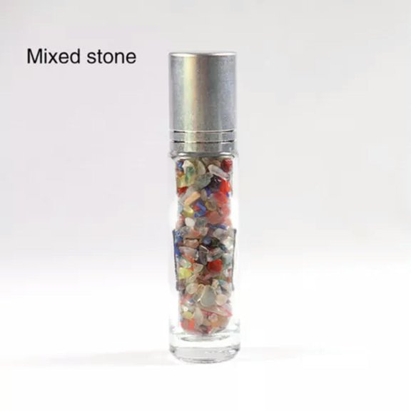 HOOUN 1PC Massage Gemstone Glass Jade Ball Roll-on Bottle Natural Crystal Stone Gravel-Mixed Stone