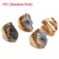 thumbnail image 1 of HOOUN 1PC Natural Raw Agate Geode Ring Stone Gold Plated Irregular Adjustable Open NEW-Gray, 1 of 5