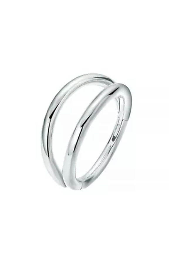1PC Punk Stainless Nose Piercing Ring Double Septum Ring Cartilage Hoop Earring-silver two-tier-1.2*8mm(316)