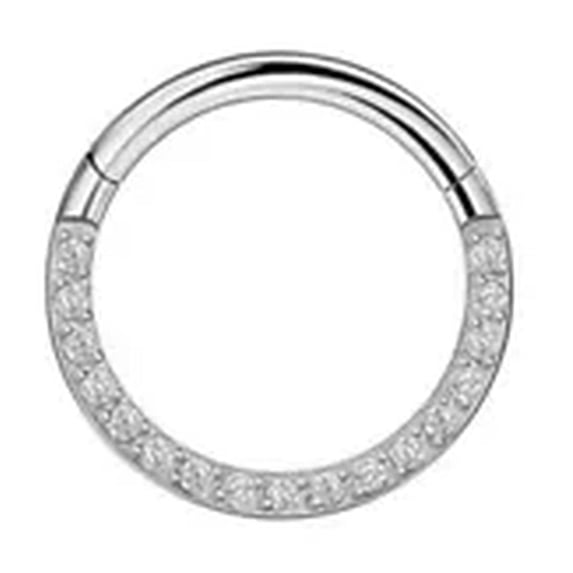 HOOUN 1PC Punk Zircon Nose Ring Septum Ring Nose Piercing Ring Ear Cartilage Earrings-silver-1.2x8mm