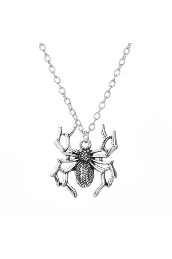 1PCS Men Women Spider Pendant Necklace Gothic Box Chain Charm Jewelry Gift-Silver C