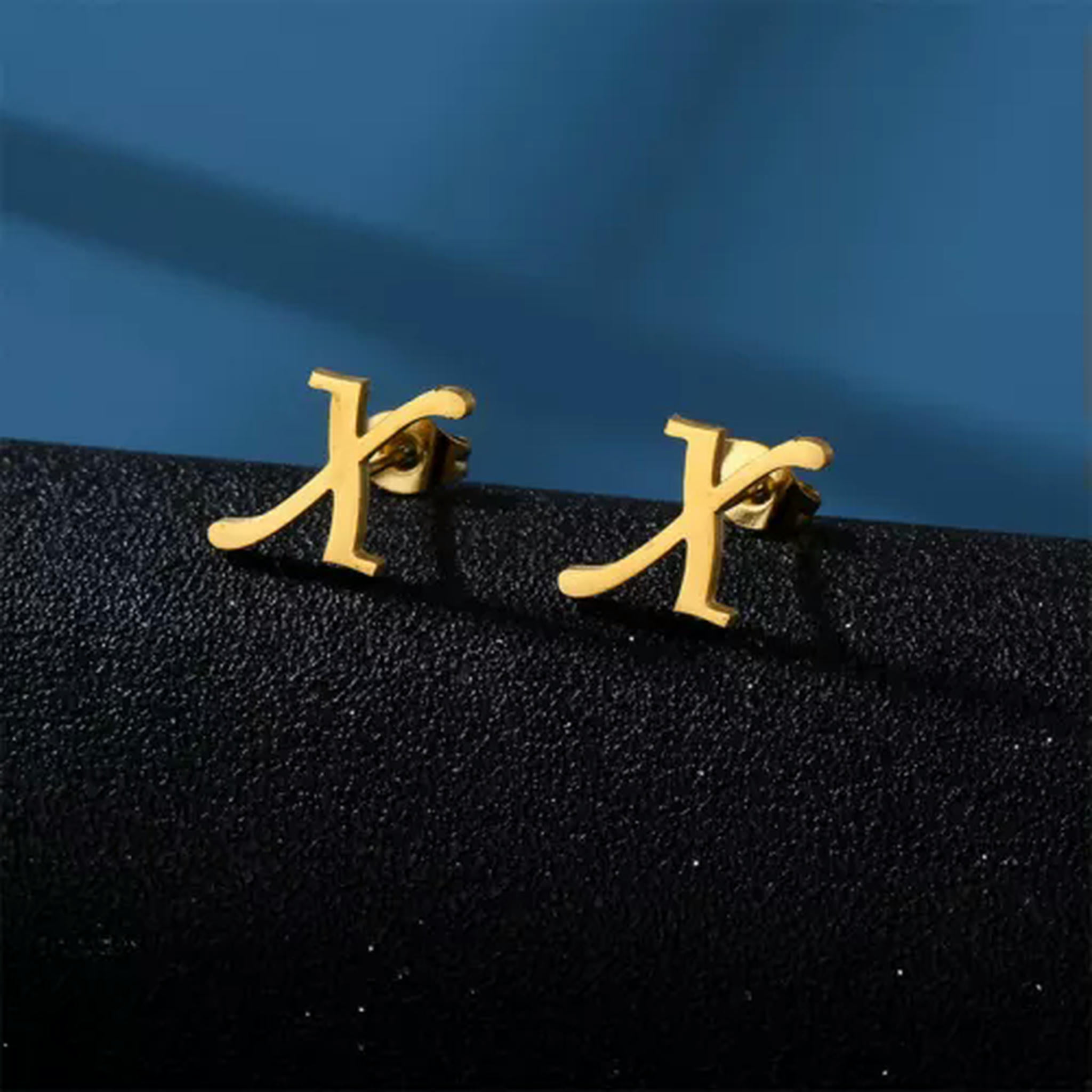 HOOUN 1Pair Stainless Steel Lucky A-Z 26 Alphabet Letter Earring