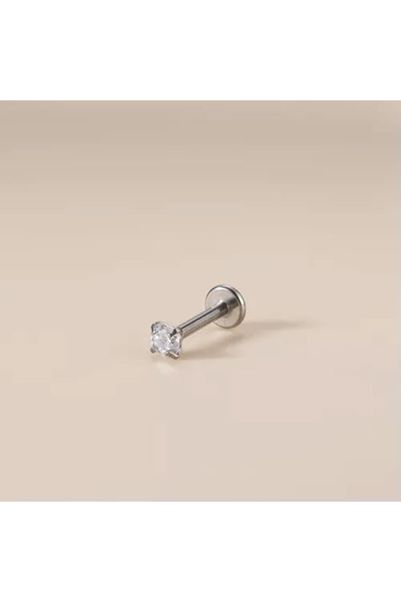 1Pc 4-claw Internally Thread Stainless Steel Piercing Stud Earrings Gift-_-10MM