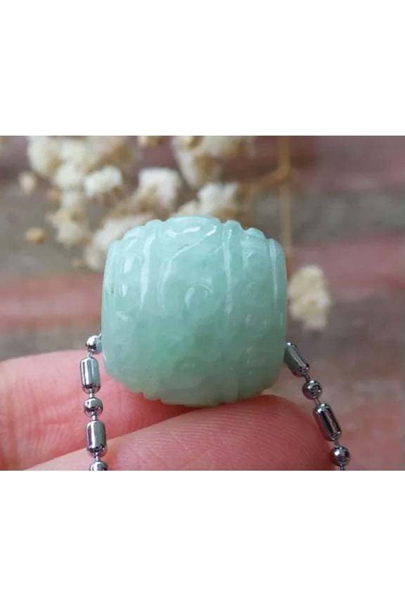 1Pc Certified Green Natural A Jade Jadeite Pendant Flower Circle Donut