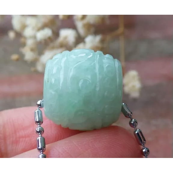 HOOUN 1Pc Certified Green Natural A Jade Jadeite Pendant Flower Circle Donut