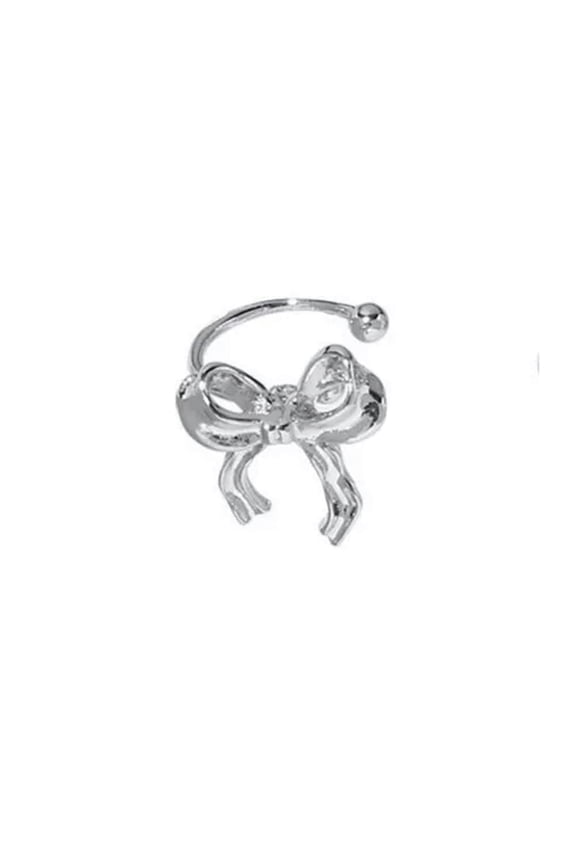 1Pc Ear Bone Clip Bow Ear Cuff Cartilage Clip Earring Silver Jewelry for Women-Silver