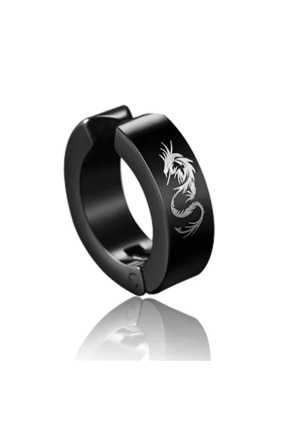 1Pc Ear Hoop Non Piercing Earring Titanium Steel Ear Cuff Ear Clip for Men-Dragon