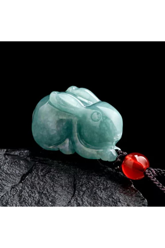 1Pcs Women New 100% Natural Jade Jadeite Blue Lovely Rabbit Pendant Gift