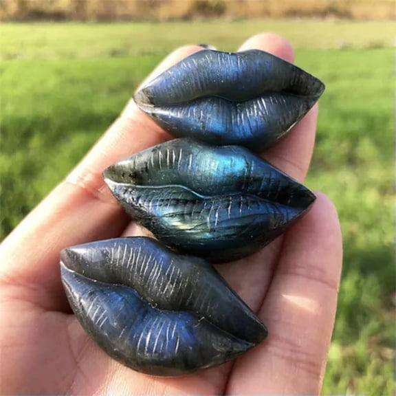 HOOUN 1X Natural Hand Carved Labradorite Mouth Quartz Skull Crystal Reiki Healing 1.7"-1PC (Random Pick)