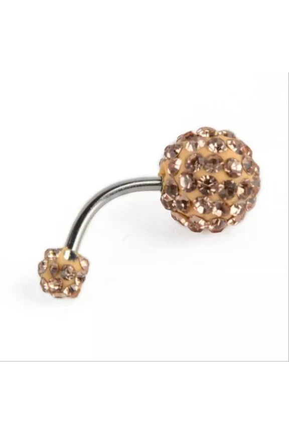 1pc Belly Button Rings Dangle Crystal Rhinestone Navel Bar Barbell Body Piercing-champagne