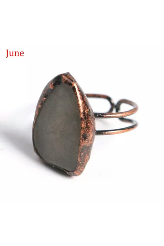 1pc Birthday Stone Crystal Ring Birthstone 12 Months Healing Reiki Adjustable-June-1PC (Random Pick)