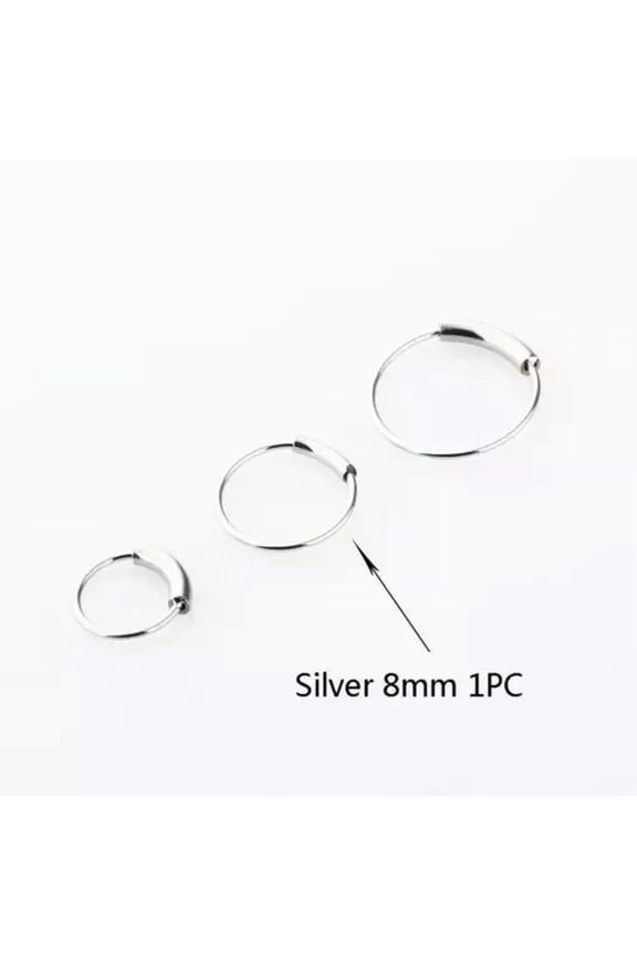 Unisex Septum Stainless Steel Ring Nostril Body Jewelry O Shaped Nose Ring Hoop-silver 8mm