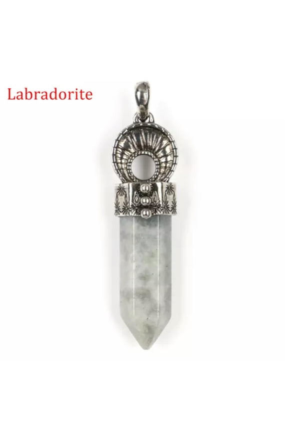 1pc Chakra Crystal Wands Pendant Gemstone Magic Stick Point Amulet Reiki Healing-Labradorite-1PC (Random Pick)