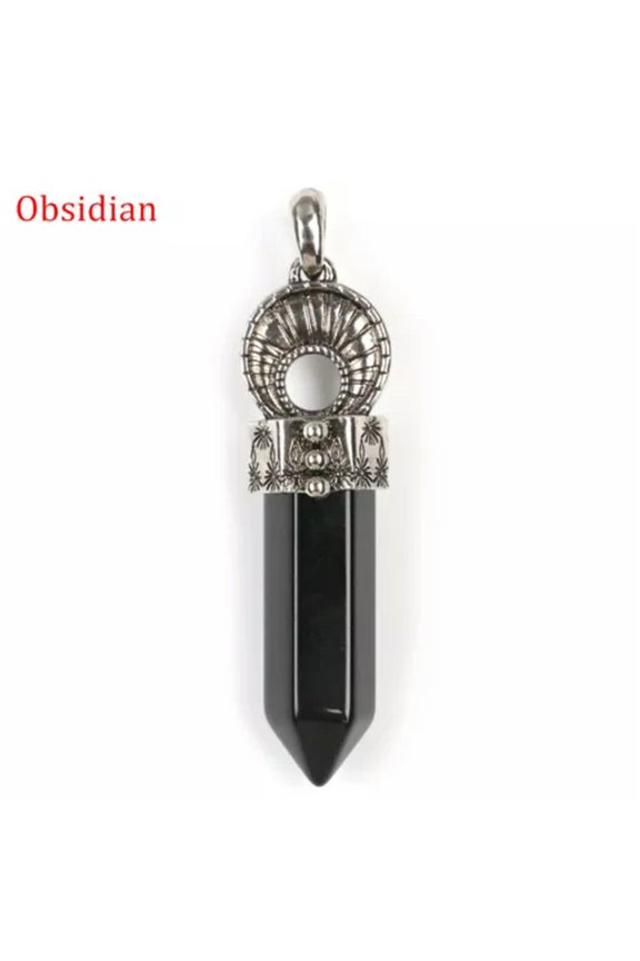 1pc Chakra Crystal Wands Pendant Gemstone Magic Stick Point Amulet Reiki Healing-Obsidian-1PC (Random Pick)