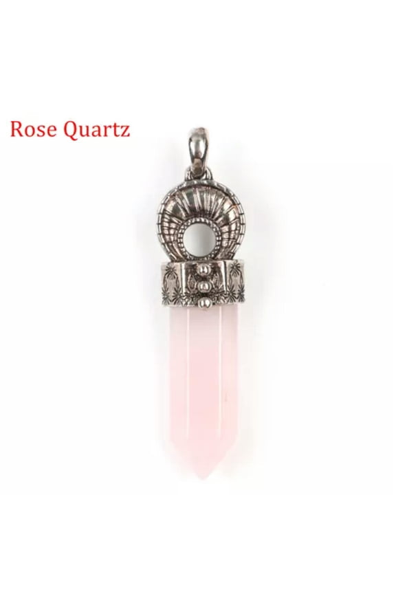 1pc Chakra Crystal Wands Pendant Gemstone Magic Stick Point Amulet Reiki Healing-Rose Quartz-1PC (Random Pick)