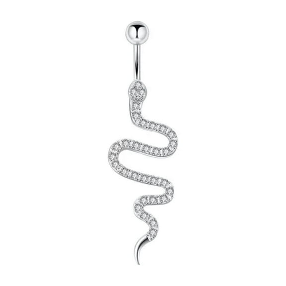 HOOUN 1pc Crystal Belly Button Ring Snake Navel Ring Belly Ring Body Piercing Jewelry-White