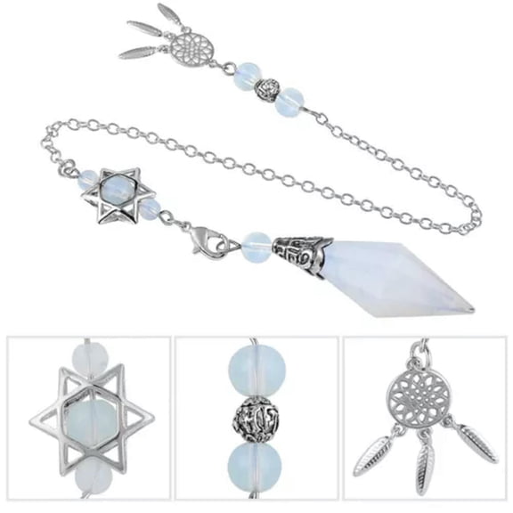 HOOUN 1pc Dowsing Pendant Pendulum Crystal Point Prism with Catcher Merkaba Star-Opal-1PC (Random Pick)