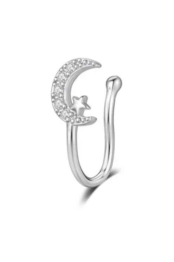 1pc Fake Piercing Nose Cuff Nose Ring Nose Clip Gem Crystal Non Pierced Jewelry-6