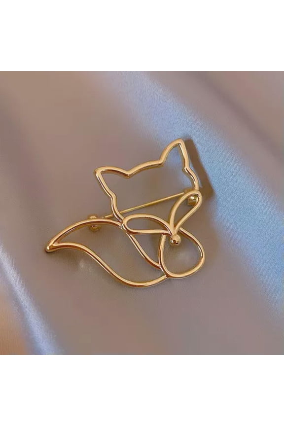 1pc Fox Brooch Pin Clothing Accessories Jewelry Denim Badge Fashion Jewelry -Gold