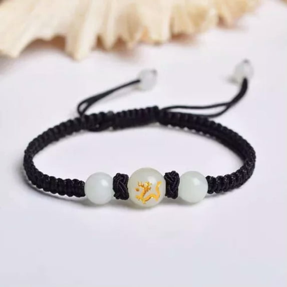HOOUN 1pc Glow In The Dark Beads Round Luminous Stone Red Rope Bracelet Jewelry Gift-Dragon