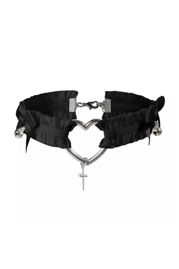 1pc Gothic Punk Heart-shaped Lace Garter Thigh Belt Straps Leg Ring Harness-Black