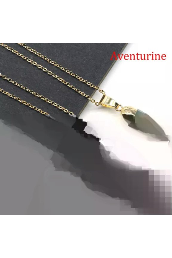 1pc Natural Crystal Bullet Head Necklace Faceted Stone Pendant Quartz Reiki Gift-1PC (Random Pick)-Aventurine