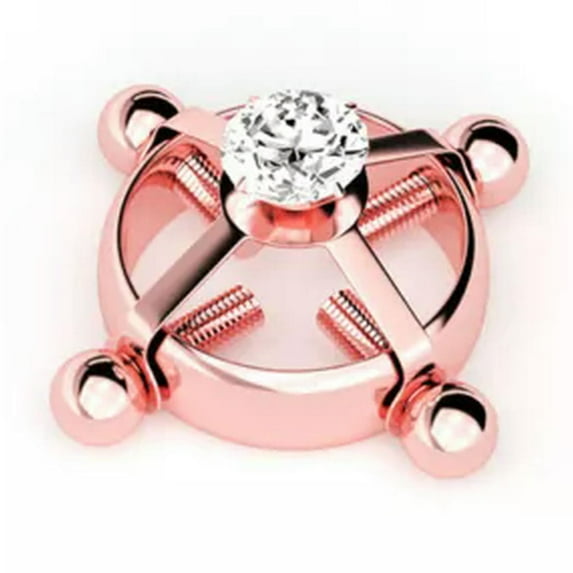HOOUN 1pc Nipple Rings Adjustable Screw Non-Piercing Fake Piercing Fashion Jewelry-Rose gold