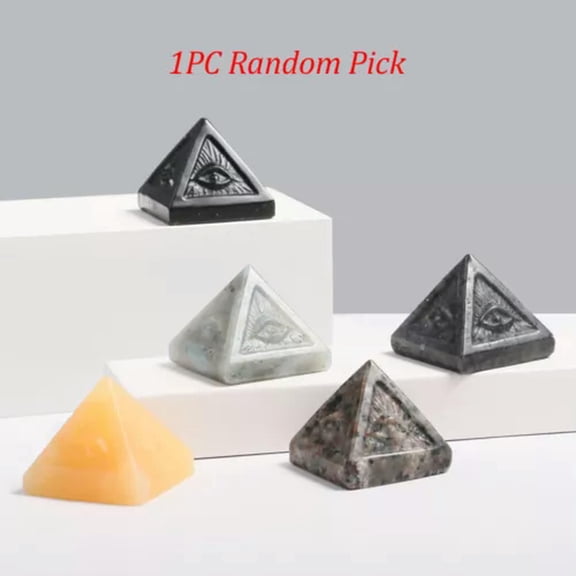 HOOUN 1pc Random Natural Mini Chakra Carved Animal Crystal Stone Quartz Craft Skull-Pyramid