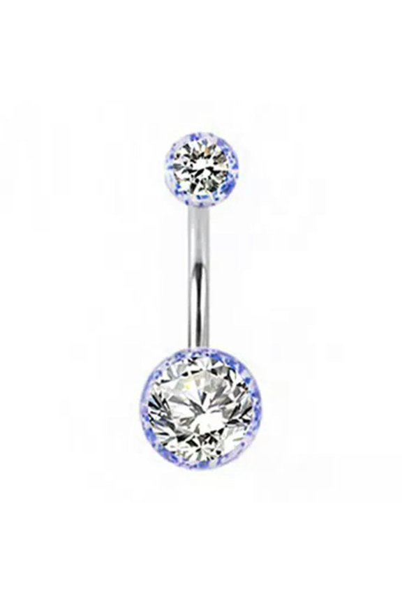 1pc Stainless Steel Belly Button Ring Crystal Ball Navel Body Piercing Jewelry-Blue