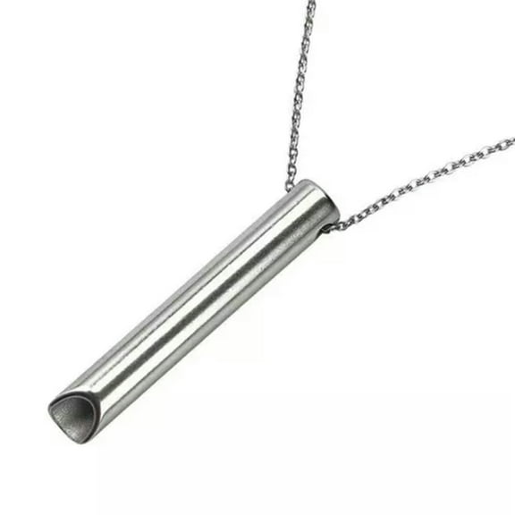 HOOUN Stainless Steel Whistle Pendant Necklace Stress Relief Necklace for Men Women-Steel