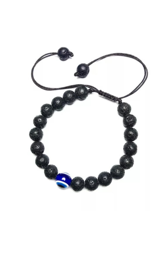 1pc Tibetan 3 Eye 9 Eye DZI Beaded Bracelets Guardian Protection Amulet Jewelry-Volcanic lava bracelet