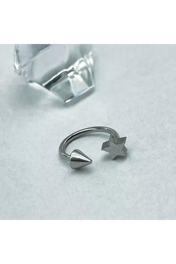 1pc Titanium Steel Lip Labret Ring Star Shape Cartilage Hoop Ring Body Jewelry-Star-1.2*12mm