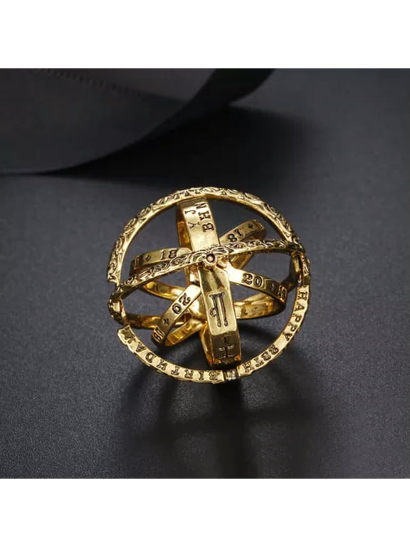 1pc Unisex Astronomical Ball Ring Rotating Cosmic Rings Vintage Finger Jewelry-gold-7