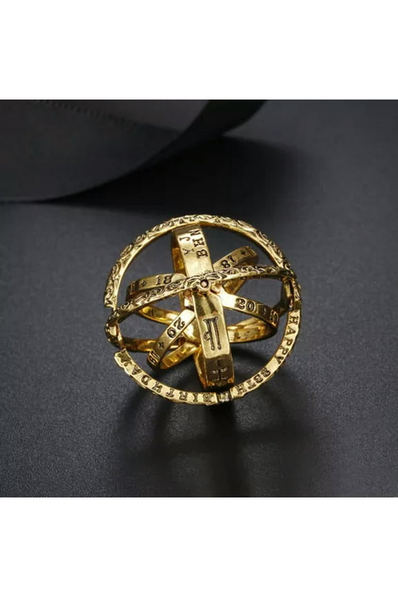 1pc Unisex Astronomical Ball Ring Rotating Cosmic Rings Vintage Finger Jewelry-gold-7